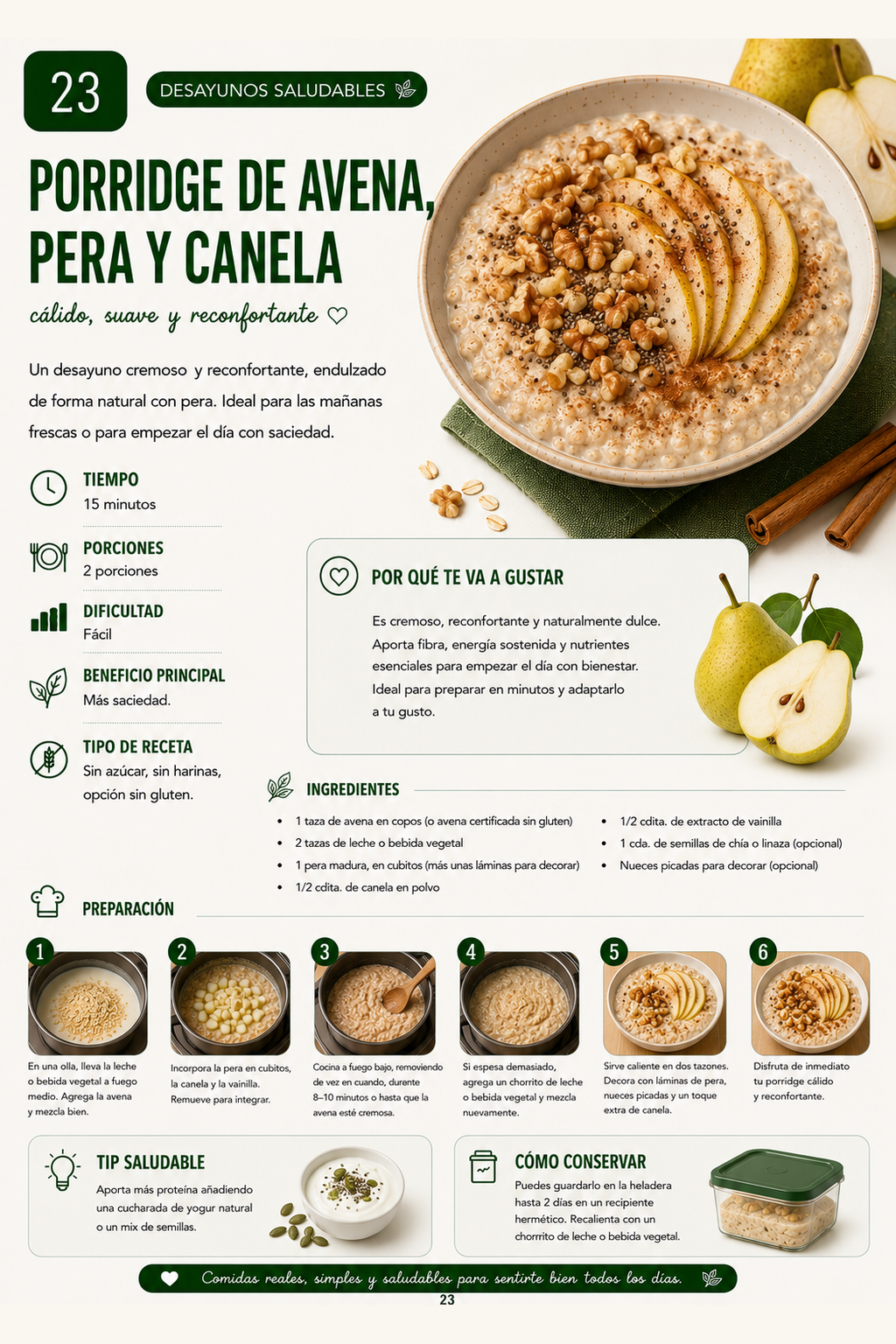 Página interna del ebook con preparaciones saludables